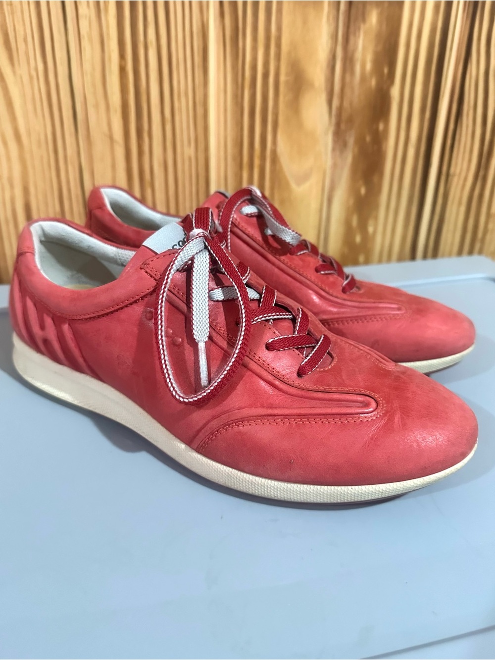 Womens Ecco red leather golf shoes golf sneakers size 7.5